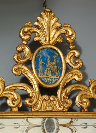 Neo Classical Painted Parcel Giltwood Mirror