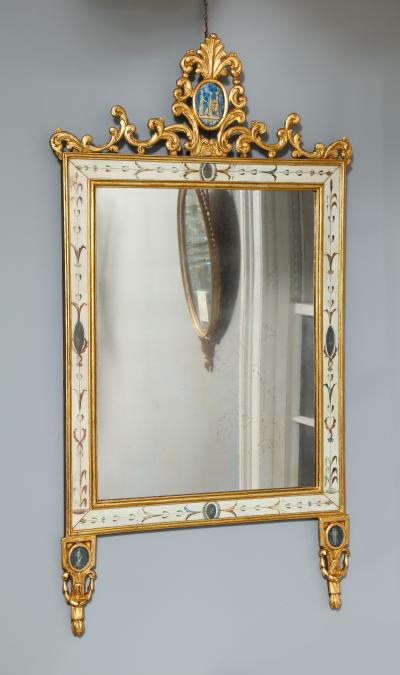 Neo Classical Painted Parcel Giltwood Mirror