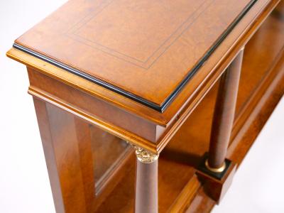 Neo Classical Style Burl Walnut Mirrored Back Console Table Credenzas