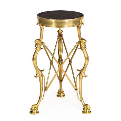 Neo Pompeian Brass and Marble Gueridon Table with Leopard Masks