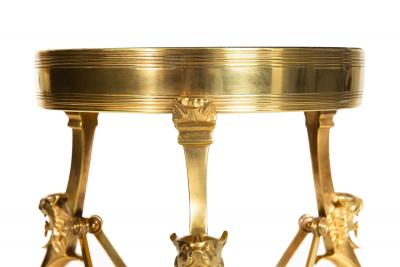 Neo Pompeian Brass and Marble Gueridon Table with Leopard Masks