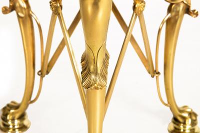 Neo Pompeian Brass and Marble Gueridon Table with Leopard Masks