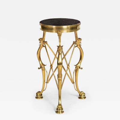 Neo Pompeian Brass and Marble Gueridon Table with Leopard Masks