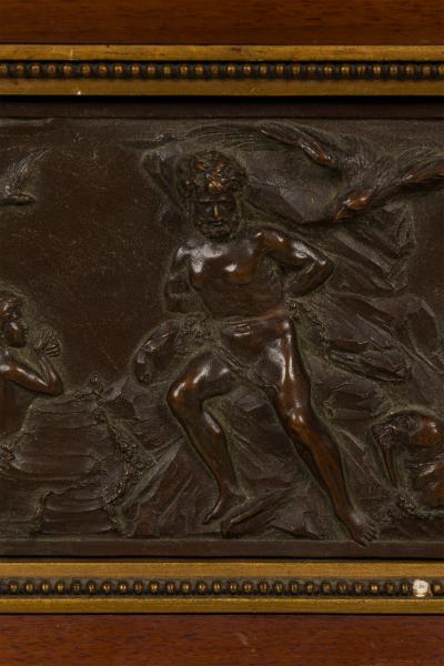 Neo classical Patinated Bronze Relief of Mythical Scene in Framed Wall Plaque