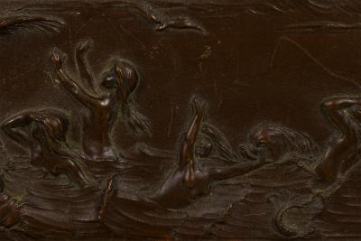 Neo classical Patinated Bronze Relief of Mythical Scene in Framed Wall Plaque