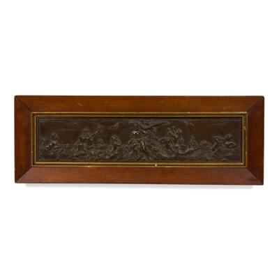 Neo classical Patinated Bronze Relief of Mythical Scene in Framed Wall Plaque