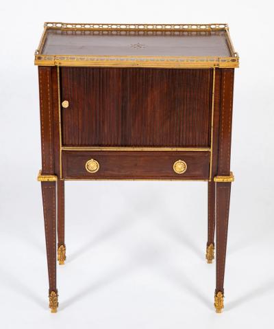 Neoclassic Leather Top Bronze Mounted Tambour Door Table