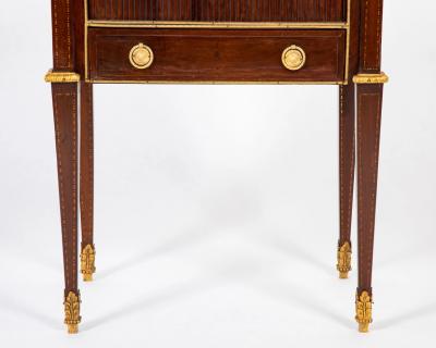 Neoclassic Leather Top Bronze Mounted Tambour Door Table