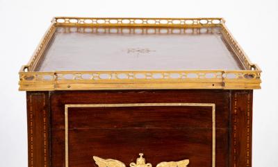 Neoclassic Leather Top Bronze Mounted Tambour Door Table