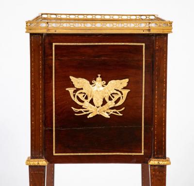 Neoclassic Leather Top Bronze Mounted Tambour Door Table
