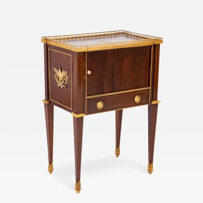 Neoclassic Leather Top Bronze Mounted Tambour Door Table