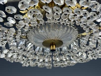 Neoclassical Basket Pendant Light Bronze Crystal France 20th c 