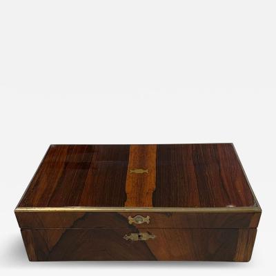 Neoclassical Biedermeier Box Rosewood Veneer Brass Inlays England circa 1830