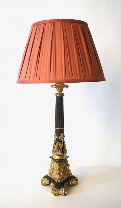 Neoclassical Black and Ormolu Bronze Sinumbra Base Table Lamp circa 1835