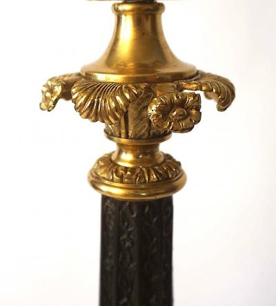Neoclassical Black and Ormolu Bronze Sinumbra Base Table Lamp circa 1835