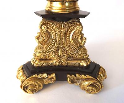 Neoclassical Black and Ormolu Bronze Sinumbra Base Table Lamp circa 1835