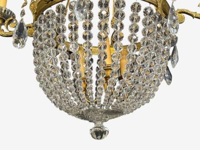 Neoclassical Bronze Crystal Nine Light Chandelier France 19th c 
