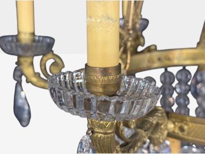 Neoclassical Bronze Crystal Nine Light Chandelier France 19th c 