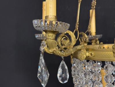 Neoclassical Bronze Crystal Nine Light Chandelier France 19th c 