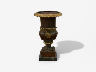 Neoclassical Bronze Marble Table Top Urns France 1920s