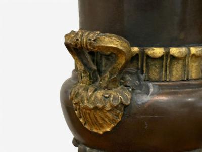 Neoclassical Bronze Marble Table Top Urns France 1920s