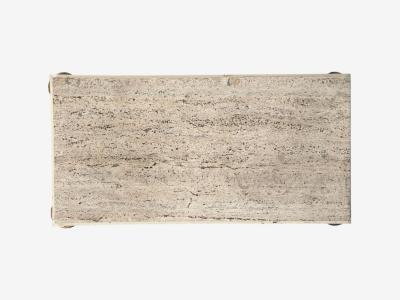 Neoclassical Coffee Table Travertine Wood Bronze USA 1960s