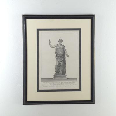 Neoclassical Engraving by Piranesi of a Goddess 19th century or earlier