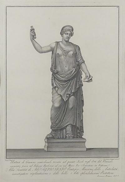 Neoclassical Engraving by Piranesi of a Goddess 19th century or earlier