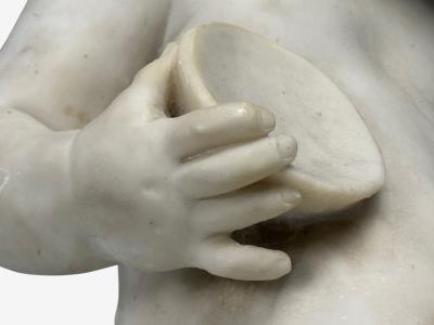 Neoclassical Faux Marble Seated Angel Busts on Sleighs Italy 1960s