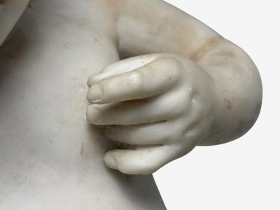 Neoclassical Faux Marble Seated Angel Busts on Sleighs Italy 1960s