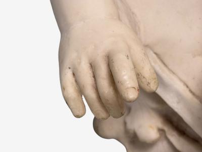 Neoclassical Faux Marble Seated Angel Busts on Sleighs Italy 1960s