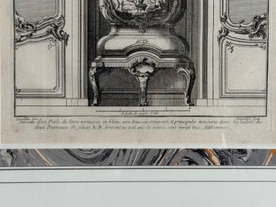 Neoclassical Four Framed Architectural Drawings of French Interiors 20th c 