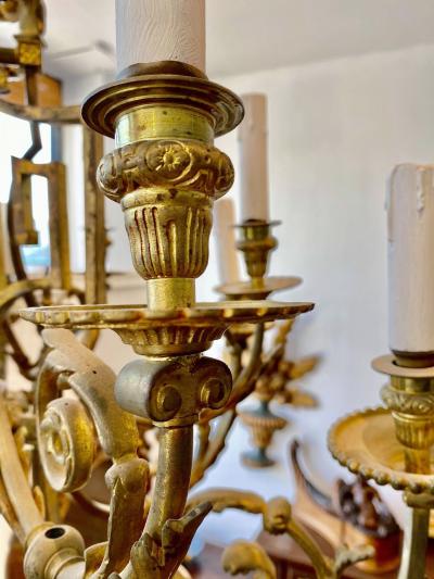 Neoclassical Gilt Bronze Chandelier Circa 1850