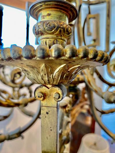 Neoclassical Gilt Bronze Chandelier Circa 1850
