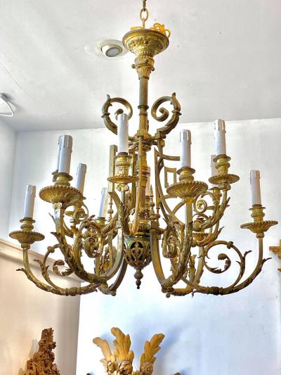 Neoclassical Gilt Bronze Chandelier Circa 1850