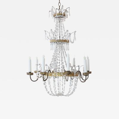 Neoclassical Gilt Tole and Crystal Chandelier