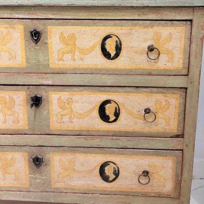 Neoclassical Hand Painted Italian Chest of Drawers 19th century