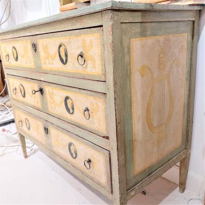 Neoclassical Hand Painted Italian Chest of Drawers 19th century