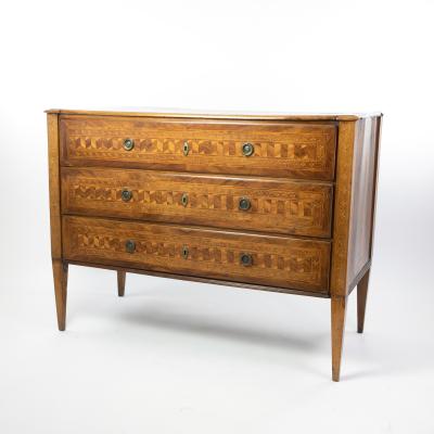 Neoclassical Inlaid 3 Drawer Commode Likely Italian Possibly Maltese ca 1770