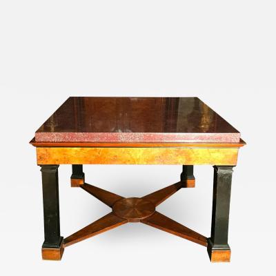 Neoclassical Italian Center Table with Imperial Porphyry Marble Tabletop