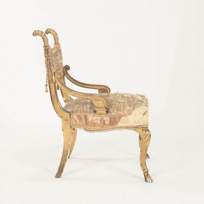 Neoclassical Italian Giltwood Slipper Chair