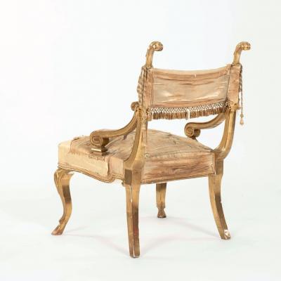 Neoclassical Italian Giltwood Slipper Chair