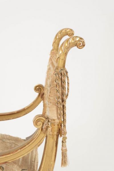 Neoclassical Italian Giltwood Slipper Chair
