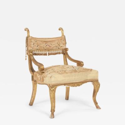 Neoclassical Italian Giltwood Slipper Chair