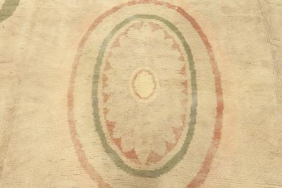 Neoclassical Large Vintage Savonnerie Green Hand Knotted Wool Carpet
