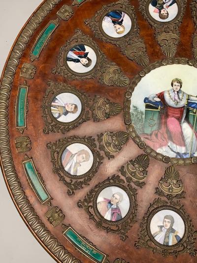 Neoclassical Mahogany Napoleonic Plaque Mounted Center Table France 1930s