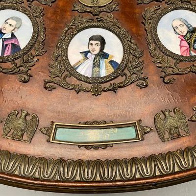 Neoclassical Mahogany Napoleonic Plaque Mounted Center Table France 1930s