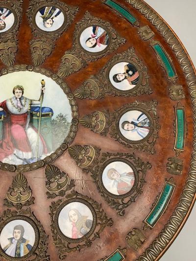 Neoclassical Mahogany Napoleonic Plaque Mounted Center Table France 1930s