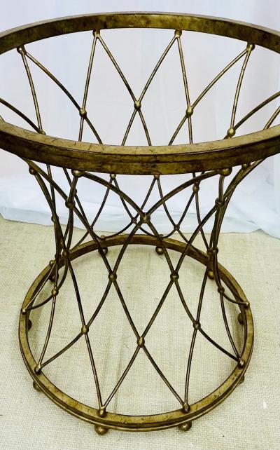 Neoclassical Maison Jansen Style Round Gilt Metal Coffee Table Side Table