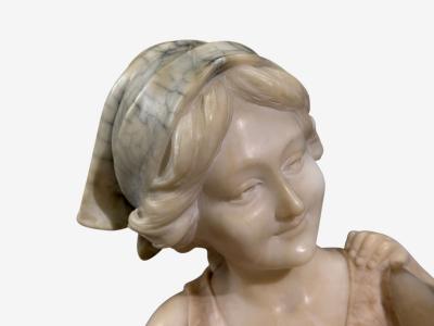 Neoclassical Marble Statue Mother and Daughter France 1910s